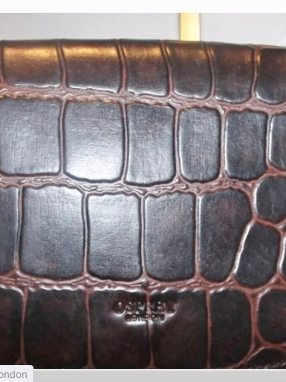 $189 Osprey London Chocolate Croc Embosssed Linton Crossbody Shoulder Bag Lk New